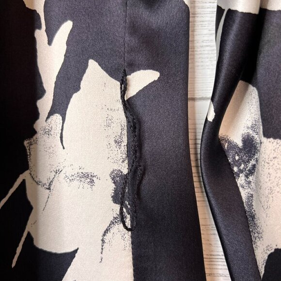 Lafayette 148 New York Blouse Womens SZ 6 Black & White Floral 100% Silk Natural - Picture 7 of 16